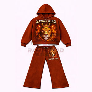 Conjunto de Sudadera con Capucha Estilo Urbano para Hombre, Conjunto de Sudadera y Pantalones Deportivos de Corte Holgado para Mujer, Sudadera Oversize con Logotipo Personalizado - Product Image 1