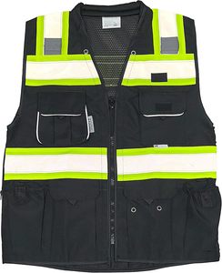 Reflective Safety Vest High Quality Low MOQ 100% Polyester Knitted and Mesh Comfortable Safety Vest Workwear <b>Black</b> Safety Vest - Product Image 6