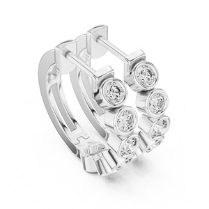 Boucles d'oreilles créoles de luxe en moissanite à facettes, design de mode artisanal, en argent sterling 925 plaqué or, certifiées par un tiers, tendance - Product Image 5