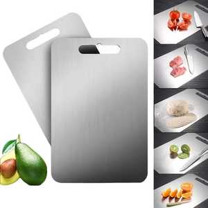 Planche à découper rectangulaire en acier inoxydable, antidérapante, facile à nettoyer, durable, non toxique, pour la cuisine - Product Image 1