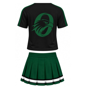 Conjunto de Uniforme Deportivo Negro y Verde, Top de Manga Corta, Falda Plisada, Ropa Deportiva para Equipos, Entrenamiento, Competencia, Práctica - Product Image 2