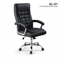 Chaise de bureau de direction en cuir PU, dossier haut, base chromée, pivotante, pour bureau d'entreprise et de télétravail