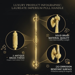 Manija de Puerta de Latón Sólido de Lujo Laureate Imperium, Estilo Moderno |   Manija para Puerta Principal de Madera para Hoteles |   Duradero - Product Image 4