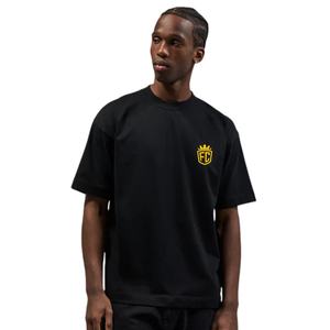 T-shirt noir surdimensionné pour homme, manches courtes, col rond, coton, streetwear décontracté, petit logo imprimé sur la poitrine, tee-shirt d'été - Product Image 5