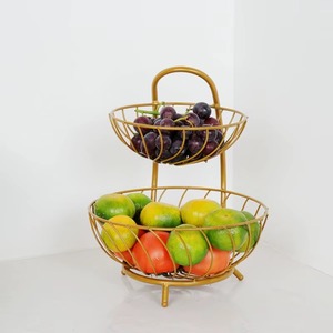 Optimum Quality Amazing <b>Wired</b> Fruit <b>Basket</b> Creative Fruit <b>Basket</b> With Golden Finished Luxurious Quality - Product Image 2