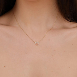 Collier pendentif papillon en or blanc avec diamant de laboratoire - Product Image 2