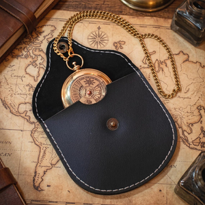 Vintage Brass Perpetual Calendar Pocket <b>Compass</b> with Leather Case and <b>Chain</b> Handmade Nautical Maritime Navigation Gift - Product Image 3