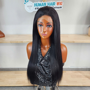 Long Straight Virgin Hair Lace Front <b>Wigs</b> Transparent Lace Black <b>Brown</b> Daily for White Black Women High Density Heat Resistant - Product Image 1