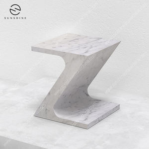 Table d'appoint extérieure en marbre Sunshine en forme de Z, design minimaliste, meubles en pierre naturelle durables pour usage en terrasse - Product Image 3