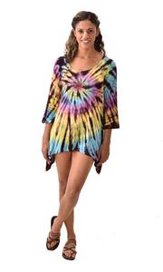 Vestido Túnica de Rayón con Estampado Tie Dye Estilo Boho para Festivales - Product Image 6