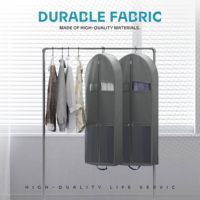 Sac de voyage pliable et réutilisable en non-tissé avec logo personnalisé, fenêtre transparente de 43 pouces, poches en maille pour chaussures, pour costumes, robes et vêtements