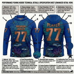 Sudadera con Capucha para Equipo de Pesca con Nombres, Números y Logotipo de Patrocinador Personalizados, Camiseta Transpirable con Capucha para Pesca - Product Image 2