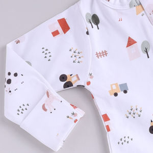 Premium Quality Zip Romper Farm Animal Print Bamboo Elastane High Quality Baby Clothing - Product Image 4