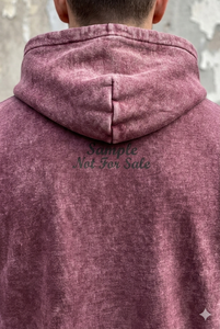 Sudadera con capucha oversize para hombre, estilo streetwear, con estampado gráfico de cerebro psicodélico, vintage, con lavado ácido y efecto desgastado, morado y granate, de tejido grueso. - Product Image 3