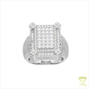 Bague carrée audacieuse en argent sterling 925 avec diamant Moissanite et sertissage de pierres détaillées, bijoux de luxe tendance couleur or - Product Image 4
