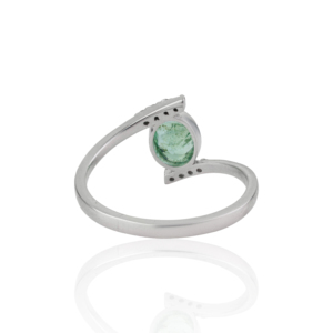 New Classy 925 Sterling <b>Silver</b> Bypass Natural <b>Emerald</b> Gemstone & Diamond <b>Ring</b> Wholesale Fine Handmade Jewelry For Women - Product Image 5