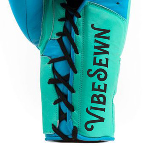 Vibe Sewn Premium Custom <b>16oz</b> Leather <b>Boxing</b> Training <b>Gloves</b> Hook Loop Adjustable Closure Customized Logo Printed Green <b>Gloves</b> - Product Image 6