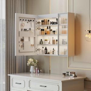 Armadietto a Specchio LED FCH 20+8.5*28 Pollici in Truciolato Bianco con 1 Anta in Vetro Changhong - Product Image 1