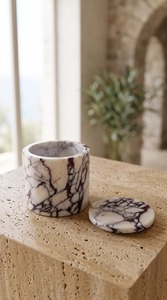Taza de mármol turco Calacatta Viola más vendida, taza decorativa de piedra natural para mesa, para el hogar y la cocina, disponible para la venta - Product Image 4