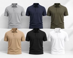 Camiseta de Manga Corta de Algodón para Hombre, Diseño ODM con Logotipo Frontal, Tejido de Punto Informal, Color Sólido, Transpirable, Corte Regular, Diseño con Botones - Product Image 6