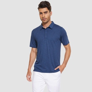 Polo à manches courtes pour homme, bleu marine, couleur unie, tissu Oxford, style décontracté, coupe classique, col boutonné - Product Image 4