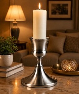 Candelabro de Acero Inoxidable con Base Redonda, Decoración para el Hogar - Product Image 2