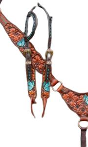 Ensemble de selle anglaise usinée sur mesure pour cheval selles légères en cuir saisonnier complet avec fleur têtière usinée plaque de poitrine - Product Image 2