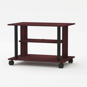 Industrial 1802 <b>Mobile</b> 2 Tier Printer <b>Stand</b> Wood Storage Cart Rolling Media <b>TV</b> Bench Table Grey Oak Desk Organizer Living Room - Product Image 2