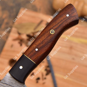 Couteau de chef léger, fait main, ambidextre, en acier Damas, 7 pouces, motif torsadé, manche en bois de rose naturel et G10 Micarta - Product Image 3
