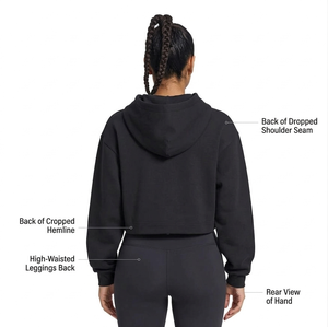 Sudadera corta de invierno para mujer, color sólido, minimalista, 450 g/m², forro polar Silver Fox, gruesa, estilo urbano, cálida, con capucha. - Product Image 2