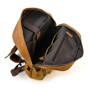 Sac à dos pour homme en cuir véritable de qualité supérieure, fermeture à glissière, léger, résistant à l'eau, pour le camping, la randonnée, les voyages, l'école, le transport d'ordinateur portable - Product Image 3