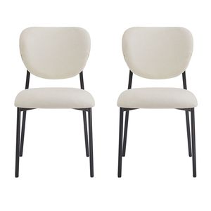 Chaises de salle à manger rembourrées beige avec pieds en métal, lot de 2 - Product Image 5