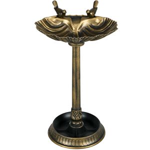 Vasca per Uccelli in Bronzo Anticato da 32 Pollici, Fioriera Rustica Tradizionale su Piedistallo, Statue di Uccelli, Decorazione Moderna in Ferro per Giardino e Prato - Product Image 1
