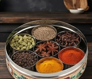 Boîte à épices ronde en métal de qualité supérieure avec couvercle décoratif, organisateur de rangement vintage fait main pour la cuisine - Product Image 5