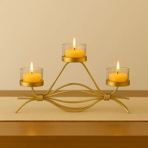 Durability Metal Candle Holder Spray Printing Handcrafted Glass for Home Decor Living Room Dining Area Events Includes Candle - Product Image 3