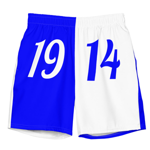 1914 Phi Beta Sigma Split Color Swim <b>Trunks</b> Blue White <b>Mens</b> Greek Letter Swim Shorts Quick Dry Athletic Fit Summer Apparel - Product Image 1