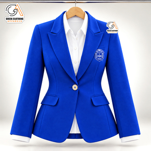 เสื้อผ้ากรีกขายส่ง Zeta Phi Beta Sorority เสื้อเบลเซอร์แขนยาวสีน้ำเงินรอยัลปักลายสำหรับผู้หญิง ผ้าไม่ยับ - Product Image 4
