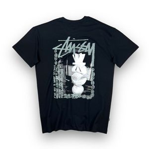 Stssy 1.1 Camiseta negra de manga corta para hombre con estampado de calavera en la parte delantera, estilo urbano, cuello redondo, corte regular, jersey de algodón - Product Image 3