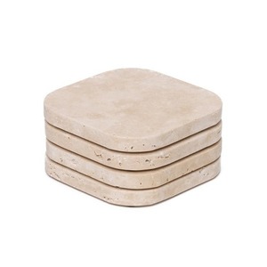 Sous-verre en travertin naturel avec finition polie lisse pour protéger les tasses à café, les tasses à thé et les verres - Product Image 4