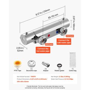Miscelatore Termostatico per Doccia con Blocco di Sicurezza, Valvola Trim 100°F per Acqua Calda e Fredda, per Vasca e Doccia - Product Image 6