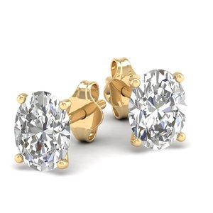 REYES - Pendientes de Plata de Ley 925 con Diseño Moderno, Corte Ovalado, Moissanita de 2.5 Quilates, Pendientes Solitarios para Regalo de Boda, Joyería Fina - Product Image 1