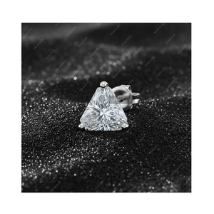 Regalos de Navidad, Pendientes de Diamante Cultivado en Laboratorio con Certificación GIA IGI de 3.0ct, Triangulares, Oro Fino 925, Plata de Ley Chapada, para Él y Ella - Product Image 1