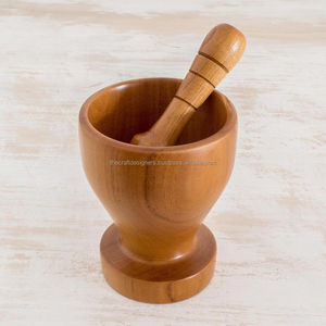 Mortero y Maja de Madera Dura que Proporcionan una Durabilidad Prolongada para las Necesidades Diarias de Moler Especias - Product Image 1