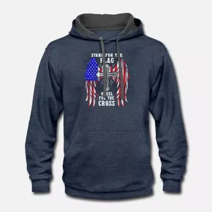 Sudadera con Capucha Negra para Hombre con Estampado de Bandera Americana, Corte Regular, Informal, de Algodón, con Bolsillo Delantero, para Otoño - Product Image 6
