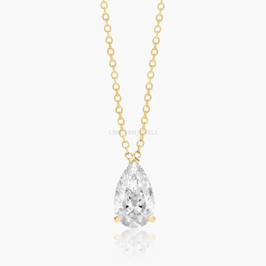 Collier pendentif en diamant de laboratoire taille poire 2 carats certifié IGI, or 14 carats, collier solitaire avec diamant non monté - Product Image 4