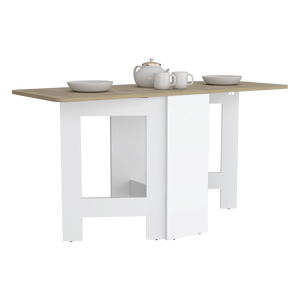 Tavolo da Pranzo Pieghevole Bianco/Macadamia, Design Compatto Salvaspazio per Soggiorni - Product Image 4