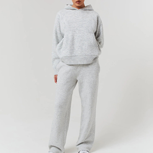 Men's Custom <b>Plus</b> <b>Size</b> Hooded Streetwear Two-Piece <b>Set</b> Oversized Casual Long Sleeve Sweatpants Tracksuit 100% Cotton for Winter - Product Image 1