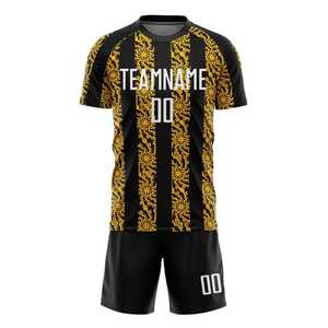 Camiseta de Fútbol Sublimada Personalizada para Hombre, Negra con Rayas Doradas, Absorbente de Humedad, Manga Corta, Corte Atlético, Uniforme, Directo de Fábrica - Product Image 2