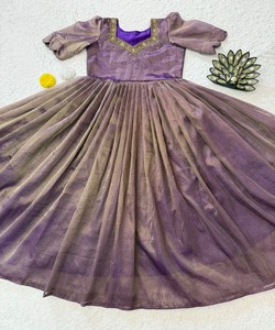 Purple A-Line Chiffon Maxi Dress With V-Neck Cap Sleeve Elegant Summer Evening Gown Solid Color Fabric 85498 SHREE <b>TEX</b>- ST 231 - Product Image 4