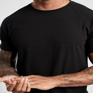 <b>100</b>% <b>Polyester</b> Regular Fit Black Knitted T-<b>shirt</b> Short Sleeve O-Neck Breathable Gym Wear Men's Solid Color Custom Printed Top - Product Image 1